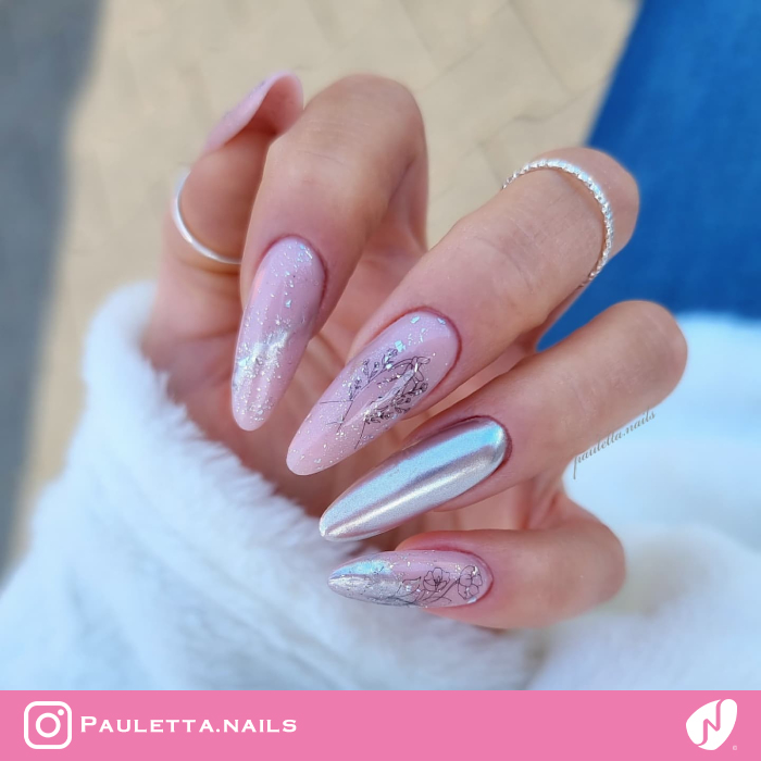 Chrome Accent for Pink Nails